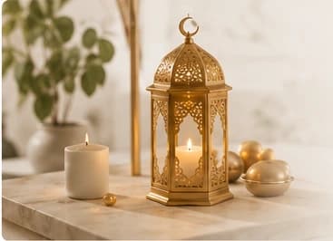Glowing Golden Moroccan Lantern